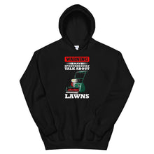 Load image into Gallery viewer, ALLETT Warning May Spontaneously Talk About Lawns Unisex Hoodie
